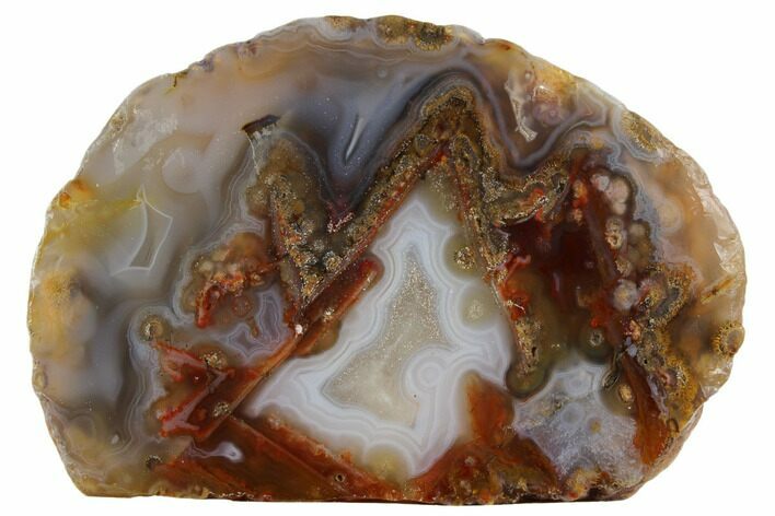 Unique, Polished Banded Agate Nodule Half - Morocco #187227